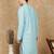 Green cotton blend solid kurta for men