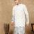 Off white cotton solid kurta for men