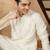Cream cotton printed kurta for men
