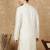 Cream cotton printed kurta for men