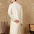Off white cotton printed kurta for men