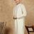 Off white cotton embroidered kurta for men