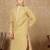 Yellow cotton floral kurta for men