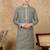 Green cotton floral kurta for men