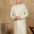 Off white cotton embroidered kurta for men