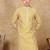 Yellow cotton floral kurta for men