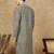 Green cotton floral kurta for men