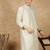 Off white cotton embroidered kurta for men