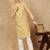 Yellow cotton floral kurta for men