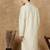 Off white cotton embroidered kurta for men