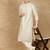 Off white cotton embroidered kurta for men
