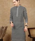 Multicolor cotton floral kurta for men