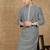 Black cotton floral kurta for men