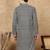 Blue cotton floral kurta for men