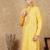 Yellow cotton floral kurta for men
