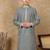 Black cotton floral kurta for men