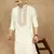 Off white cotton floral kurta for men