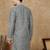 Black cotton floral kurta for men