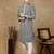 Black cotton floral kurta for men