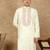 Off white cotton floral kurta for men