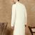 Off white cotton floral kurta for men