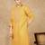 Mustard cotton floral kurta for men
