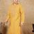 Mustard cotton floral kurta for men
