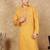 Mustard cotton floral kurta for men