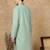 Green cotton floral kurta for men