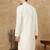Off white cotton embroidered kurta for men