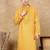 Mustard cotton embroidered kurta for men