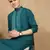 Sea green cotton embroidered kurta for men