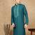 Sea green cotton embroidered kurta for men