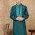 Sea green cotton embroidered kurta for men
