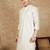 Off white cotton embroidered kurta for men