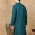 Sea green cotton embroidered kurta for men