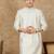 Off white cotton embroidered kurta for men