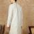 Off white cotton embroidered kurta for men