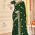 bottle green zari embroidered sequin work moss silk party wear saree