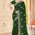 bottle green zari embroidered sequin work moss silk party wear saree
