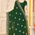 bottle green zari embroidered sequin work moss silk party wear saree