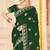 bottle green zari embroidered sequin work moss silk party wear saree