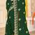 bottle green zari embroidered sequin work moss silk party wear saree