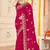 magenta zari embroidered sequin work moss silk party wear saree