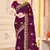 wine zari embroidered sequin work moss silk party wear saree