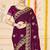 wine zari embroidered sequin work moss silk party wear saree