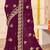 wine zari embroidered sequin work moss silk party wear saree
