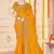 mustard zari embroidered sequin work moss silk party wear saree