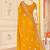 mustard zari embroidered sequin work moss silk party wear saree