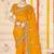 mustard zari embroidered sequin work moss silk party wear saree